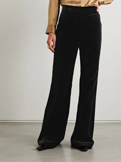 Nili Lotan Pinstripe Wide-leg Track Pants In Black