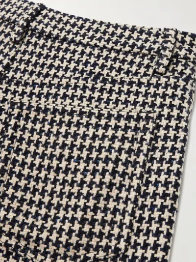 Frame Houndstooth Tweed Track Pants In Brown