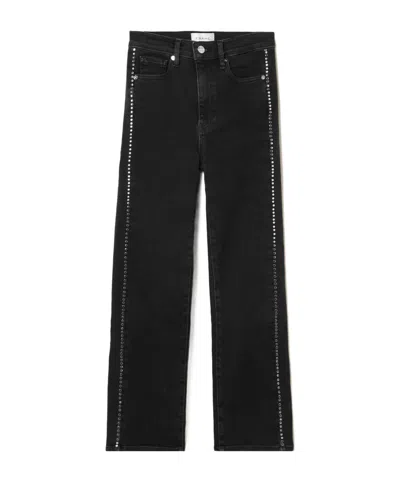 Frame Embellished High-rise Denim Trousers In Black