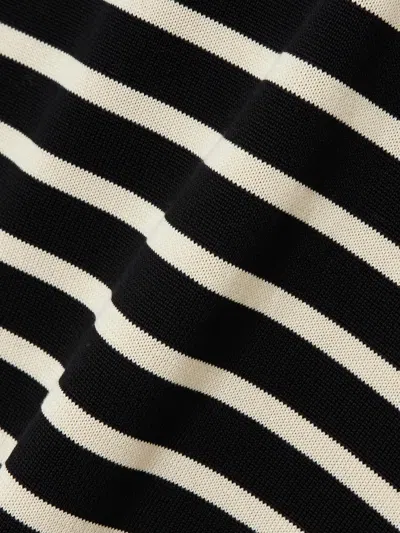 Frame Women's Boat Neck Striped Long Sleeve Sweater In Black In Black