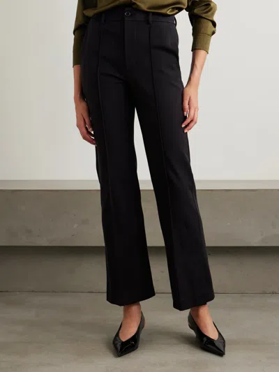Frame Crop Kick Flare Stretch-cotton Pants In Black
