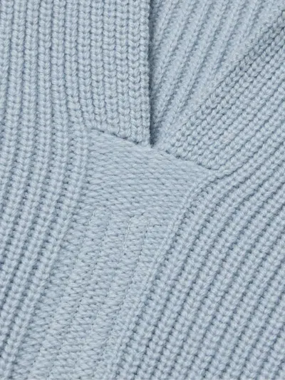 Rick Owens Ribbed Wool Turtleneck Sweater In Blue