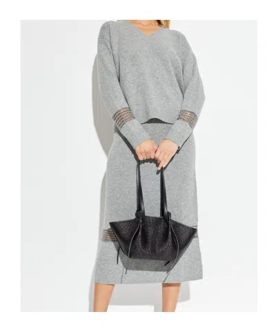 Fabiana Filippi Knitted Design Midi Skirt In Gray