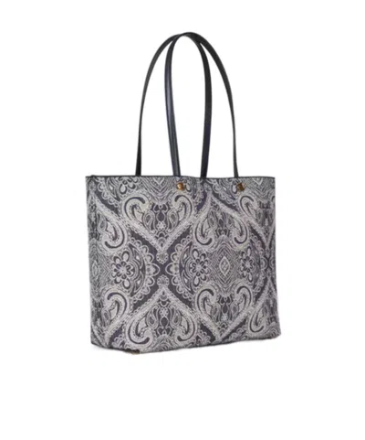 Etro Essential Medium Jacquard Denim Tote Bag In Blue