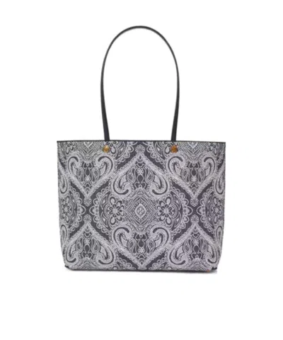 Etro Essential Medium Jacquard Denim Tote Bag In Blue