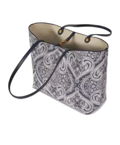 Etro Essential Medium Jacquard Denim Tote Bag In Blue