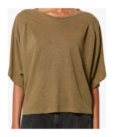 Isabel Marant Étoile Kyanza Pleated T-shirt In Brown