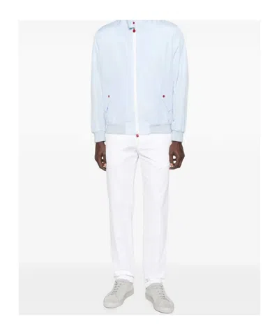Kiton High Collar Jacket Snap Buttons In Blue