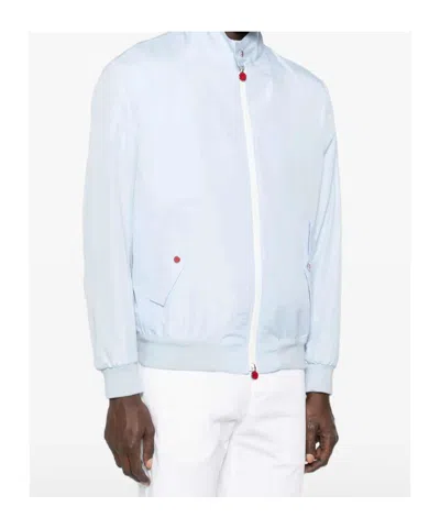 Kiton High Collar Jacket Snap Buttons In Blue