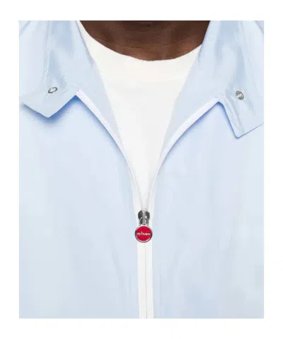 Kiton High Collar Jacket Snap Buttons In Blue