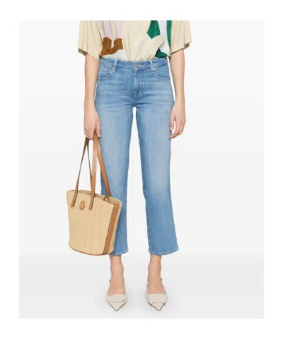 7 For All Mankind Calie Straighnt Cropped Jeans In Blue