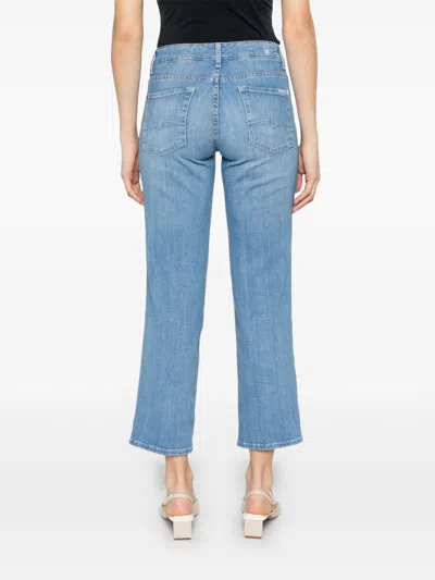 7 For All Mankind Calie Straighnt Cropped Jeans In Blue