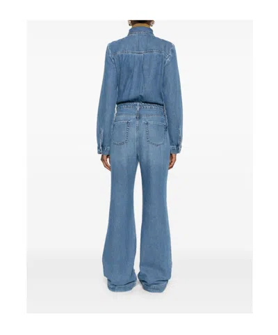 7 For All Mankind Long-sleeved Denim Jumpsuit In Blue