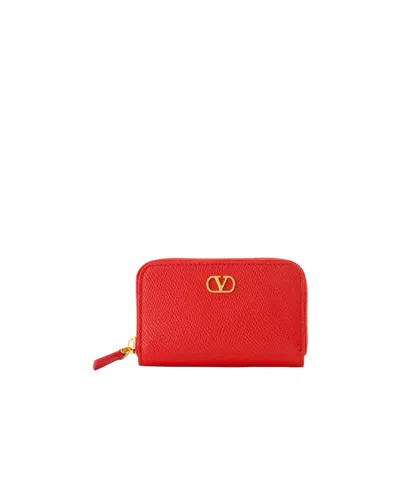 Valentino Mini Zipper Wallet In Red