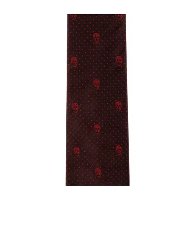 Alexander Mcqueen Skull-pattern Dotted Tie In Red