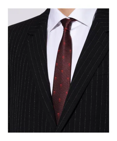 Alexander Mcqueen Skull-pattern Dotted Tie In Red