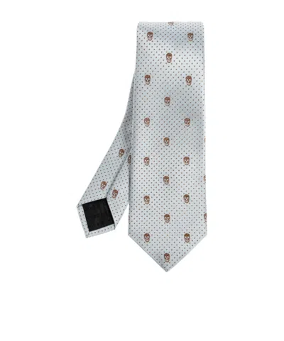 Alexander Mcqueen Skull-pattern Dotted Tie In Gray