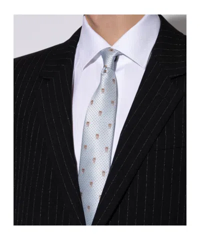 Alexander Mcqueen Skull-pattern Dotted Tie In Gray