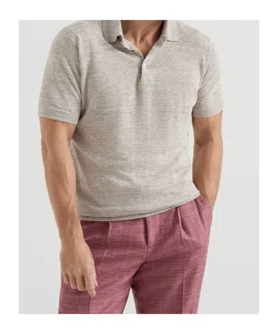 Brunello Cucinelli Short-sleeves Knit Polo Shirt In Gray