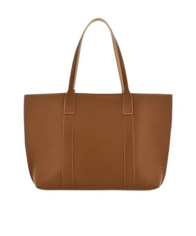 Hogan Hanging Accent Script Tote Bag In Brown