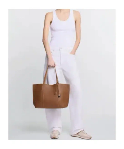 Hogan Hanging Accent Script Tote Bag In Brown