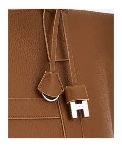 Hogan Hanging Accent Script Tote Bag In Brown