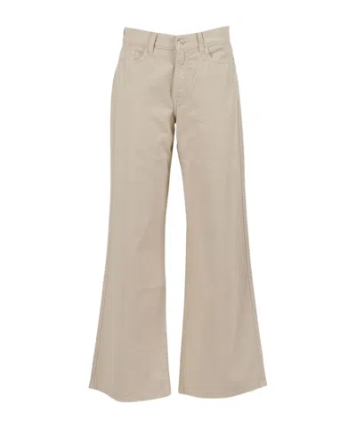 7 For All Mankind Flared Twill Jeans With Classic Five-pocket Design In Brown