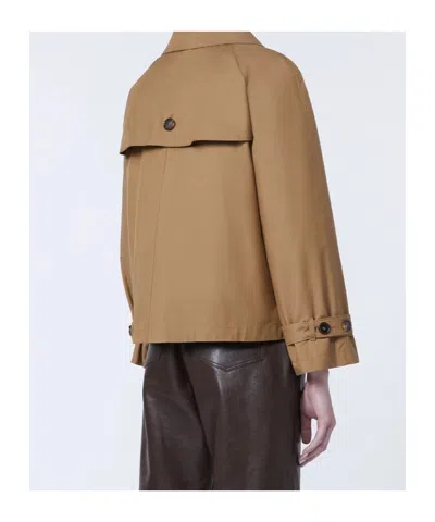 Max Mara Tesoro Cropped Double-breasted Cotton-blend Gabardine Trench Coat In Brown