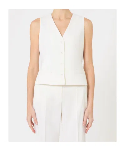 Max Mara Wool Crepe Vest In White