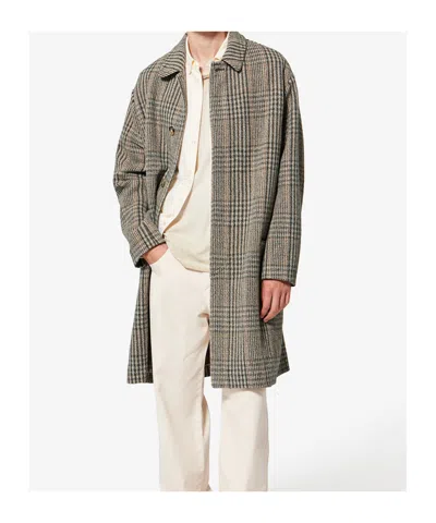 Isabel Marant Franco Checked Single-breasted Coat In Brown