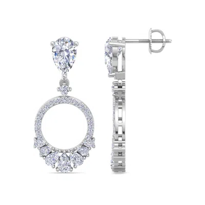 Martha Stewart 3 Carat Pear Shape Lab Grown Diamond Drop Earrings In Sterling Silver In Metallic