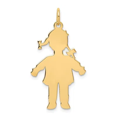 Diamond2deal 14k Yellow Gold Plain Polished Large Girl Charm Pendant In Yellow