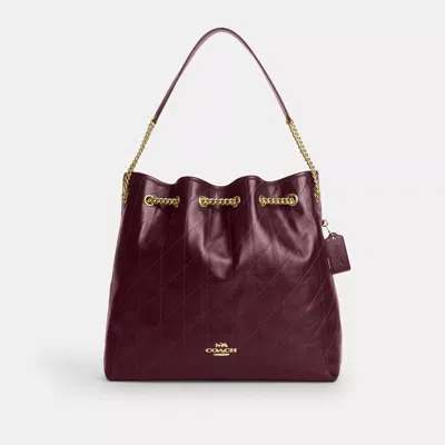 Coach Outlet Evelyn Large Shoulder Bag With Quilting In Burgundy