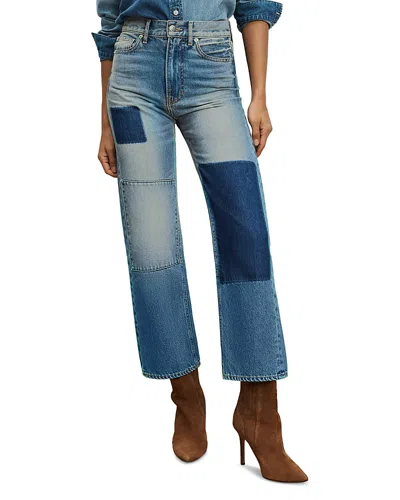 Veronica Beard Dylan High Rise Straight Ankle Jeans In Time Lapse In Blue