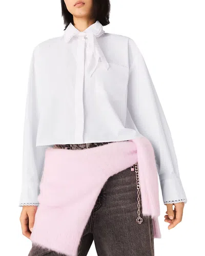 Maje Crochet Collar Shirt In White