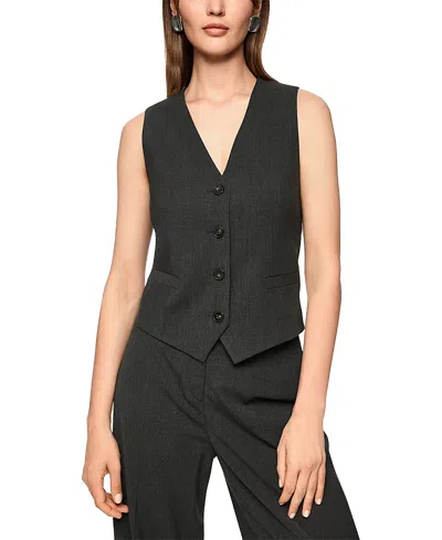 Marc Cain Fitted Waistcoat With Small Belt In Gray