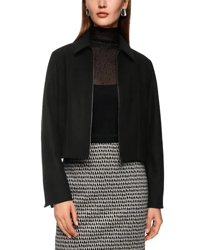 Marc Cain Knitted In Germany Vew Wool Jacket In Black