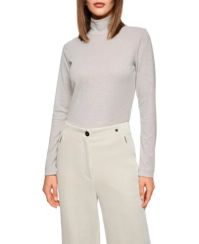 Marc Cain Slim-fit Lurex Long-sleeved Top In Gray