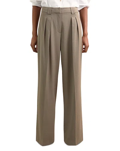 Reiss Petite Poppie Wide Leg Flannel Trousers In Neutral