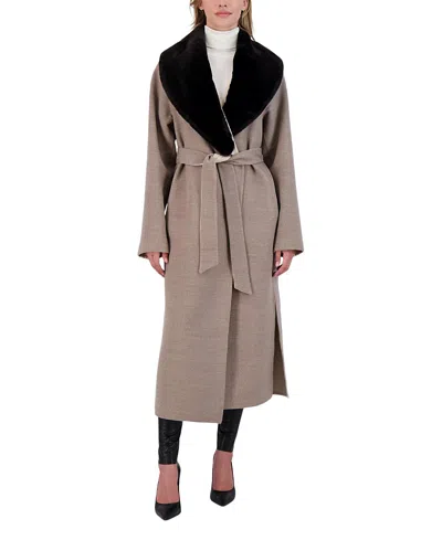 Gorski Wool Coat With Detachable Shearling Lamb Collar In Brown