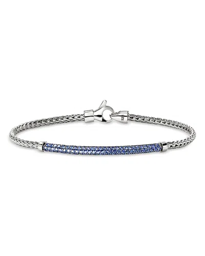John Hardy Jh Essentials Sterling Silver Blue Sapphire Pave Bracelet In Metallic
