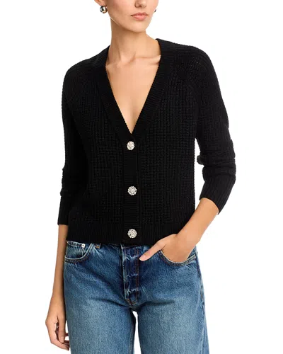 Single Thread Metallic Knit Cardigan In Black