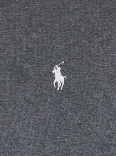 Polo Ralph Lauren Grey Sweatshirt With Drawstring Hood And Pony Embroidery On The Front In Cotton Blend Man In Gray