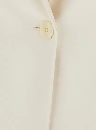 Twinset Beige Single-breasted Jacket With Notched Revers In Viscose Blend Stretch Woman In White