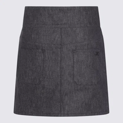 Courrèges Dark Grey Cotton Mini Skirt In Gray