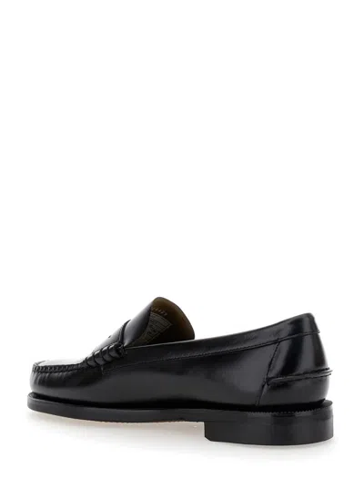 Sebago Black Pull-on Loafers In Leather Man In Black