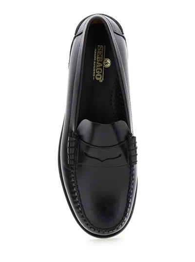Sebago Black Pull-on Loafers In Leather Man In Black