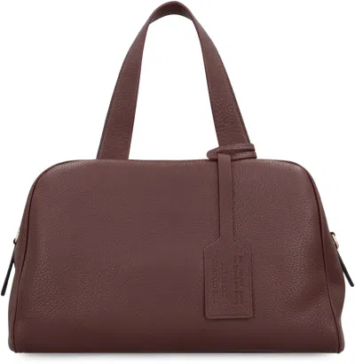 Prada Large Leather Satchel Bag In Brown