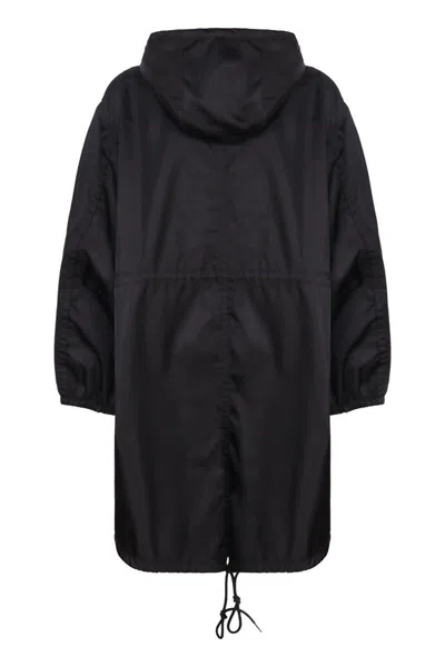 Prada Techno Fabric Raincoat In Black
