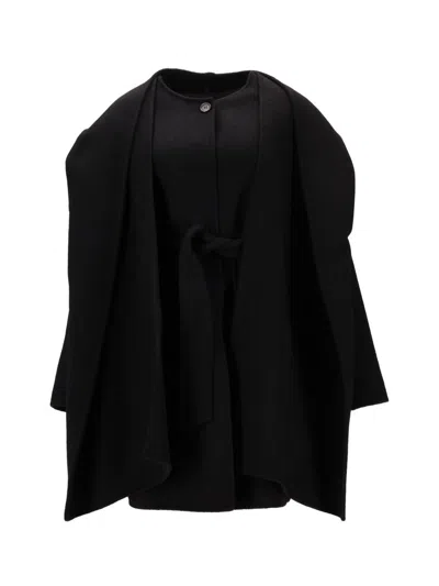P.a.r.o.s.h Belted Hooded Cape In Black